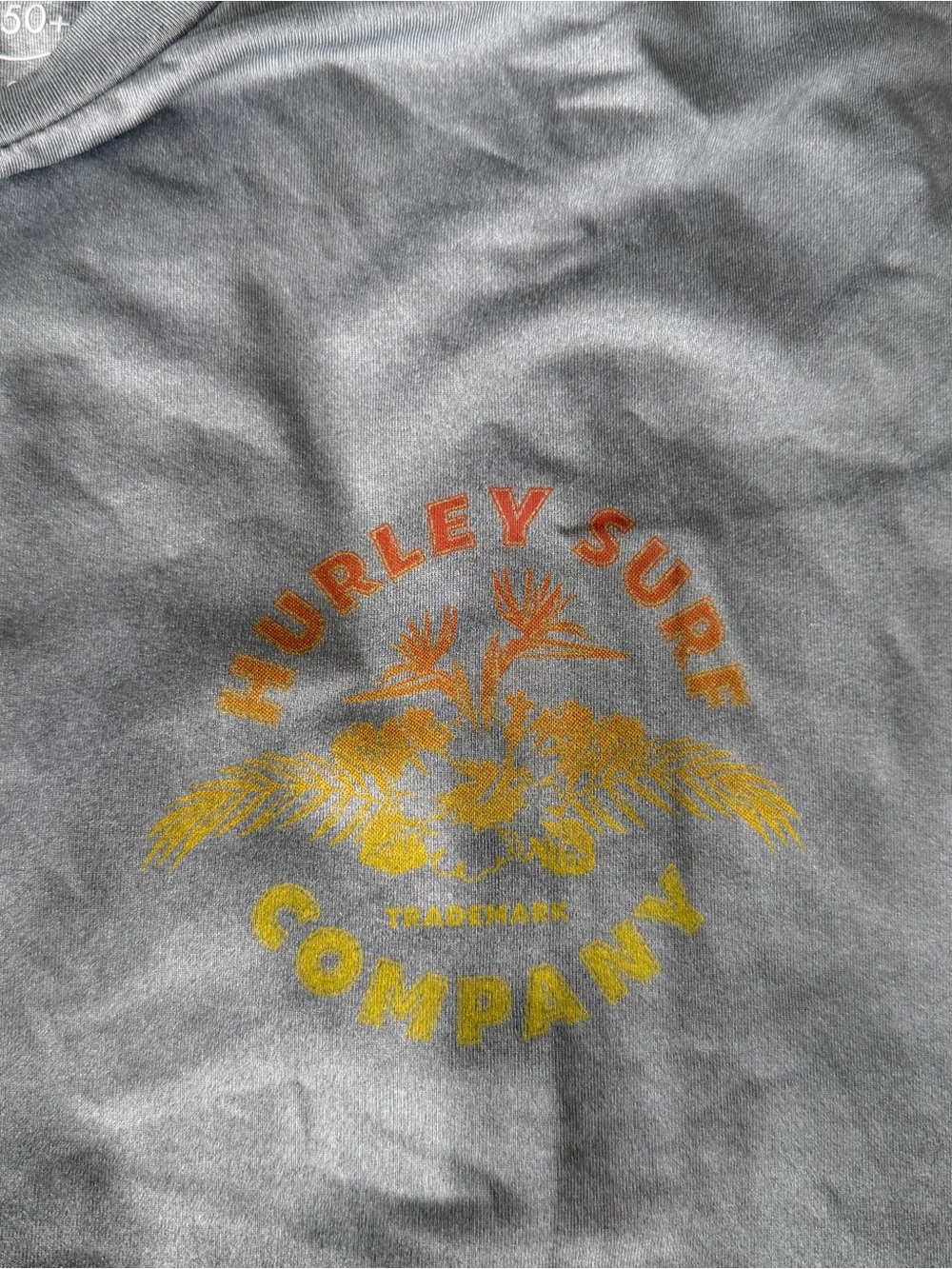 Hurley Gray Tee with Orange and Yellow Surf Logo